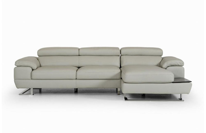 Invictus Modern Gray Leather Sectional Sofa