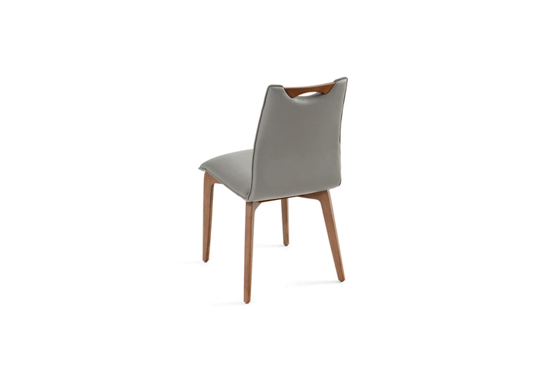 Ritz Walnut Grey Leather Dining Chair