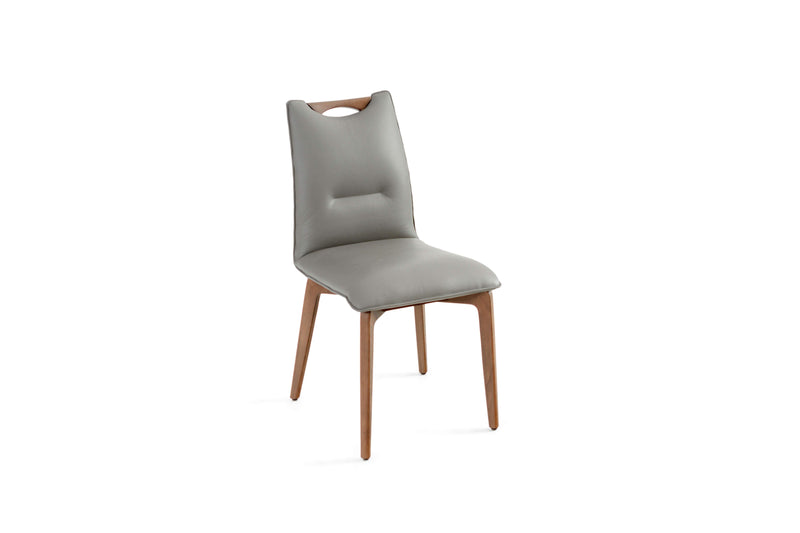 Ritz Walnut Grey Leather Dining Chair