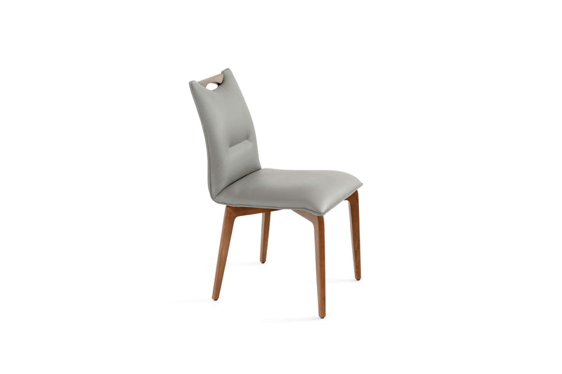 Ritz Walnut Grey Leather Dining Chair