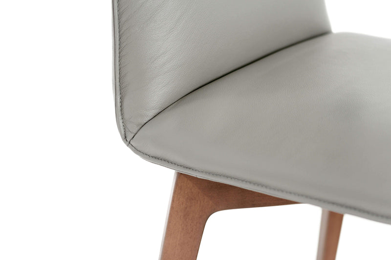 Ritz Walnut Grey Leather Dining Chair