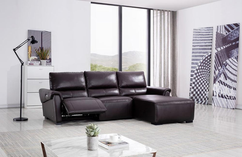 Aldous Brown Leather Sectional Sofa