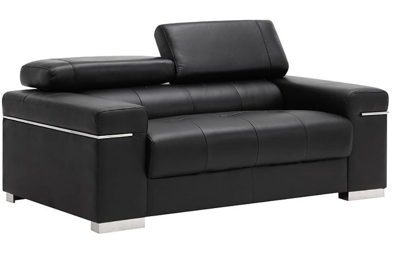 Vista Leather Loveseat in Black