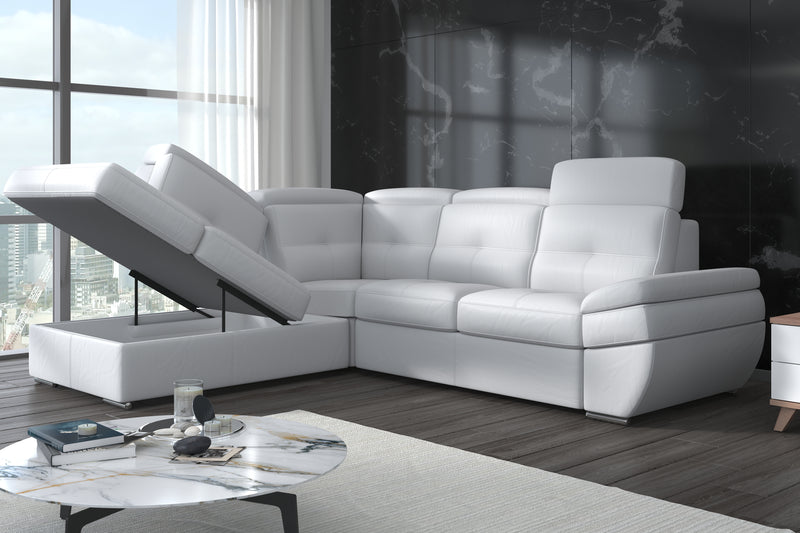 Salzburg White Leather Sectional by Nordholtz