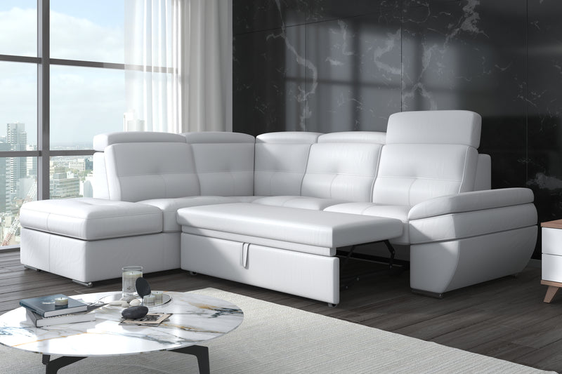 Salzburg White Leather Sectional by Nordholtz