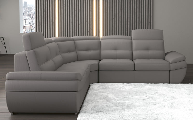 Salzburg Grey Leather Sectional by Nordholtz