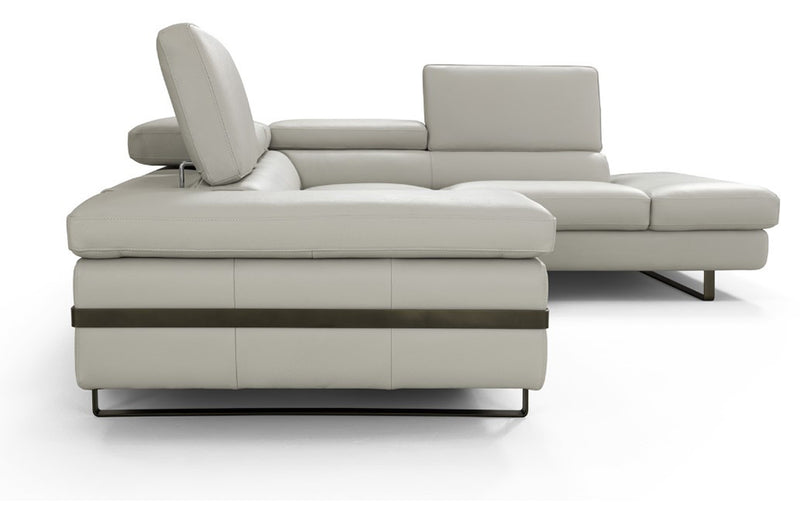 Rimini Italian Leather Sectional Sofa Light Grey