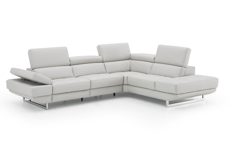 The Annalaise Leather Recliner Sectional Sofa Silver Grey