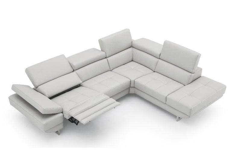 The Annalaise Leather Recliner Sectional Sofa Silver Grey