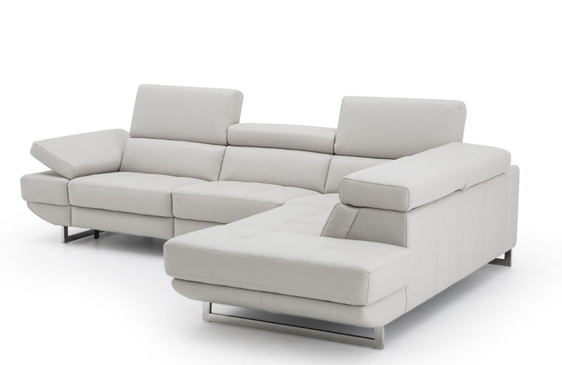 The Annalaise Leather Recliner Sectional Sofa Silver Grey