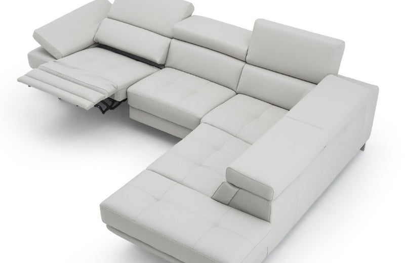 The Annalaise Leather Recliner Sectional Sofa Silver Grey