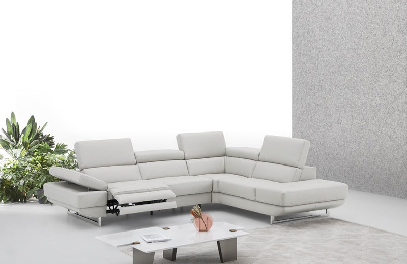 The Annalaise Leather Recliner Sectional Sofa Silver Grey