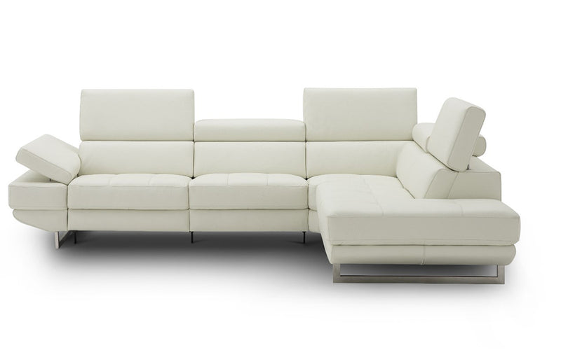 The Annalaise Leather Recliner Sectional Sofa Snow White