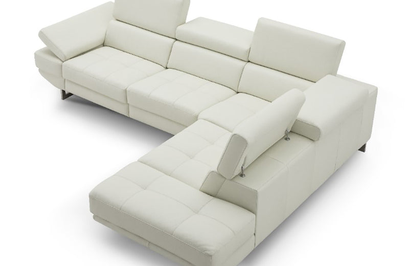 The Annalaise Leather Recliner Sectional Sofa Snow White