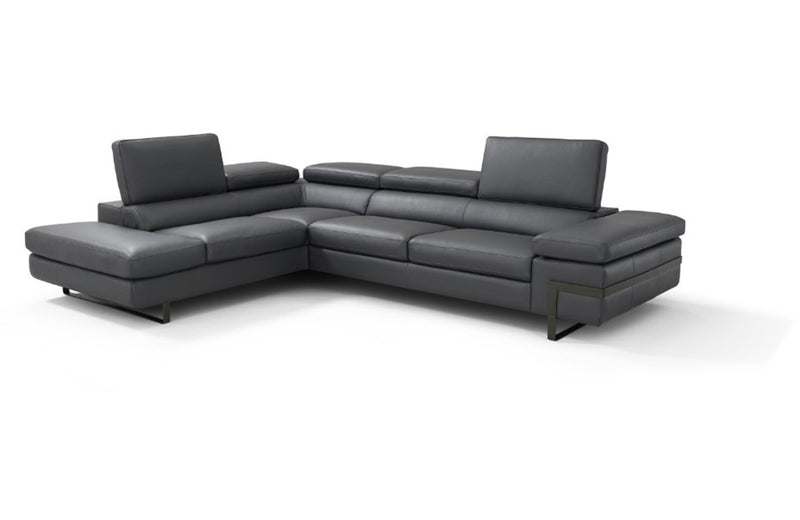 Rimini Italian Leather Sectional Sofa Dark Grey