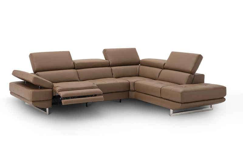 The Annalaise Leather Recliner Sectional Sofa Caramel