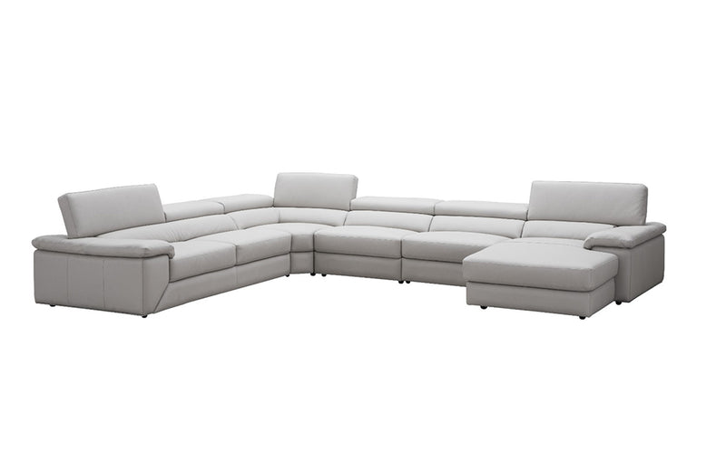 Kobe Premium Leather Sectional Sofa Silver Grey