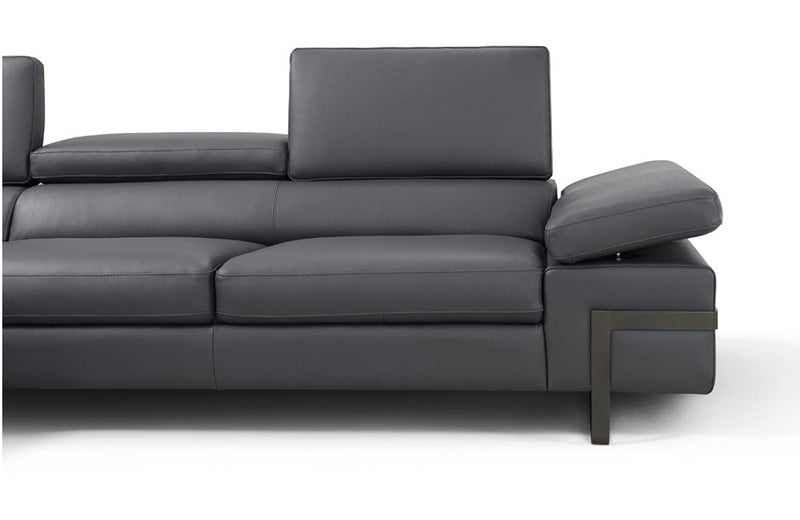 Rimini Italian Leather Sectional Sofa Dark Grey