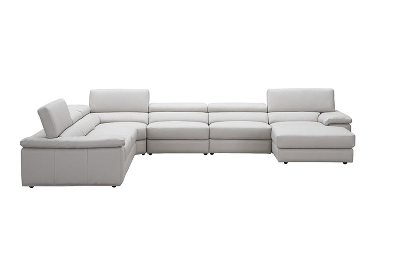 Kobe Premium Leather Sectional Sofa Silver Grey