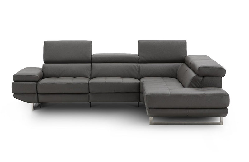 The Annalaise Leather Recliner Sectional Sofa Dark Grey