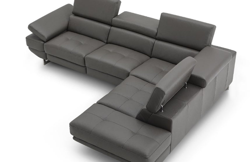 The Annalaise Leather Recliner Sectional Sofa Dark Grey