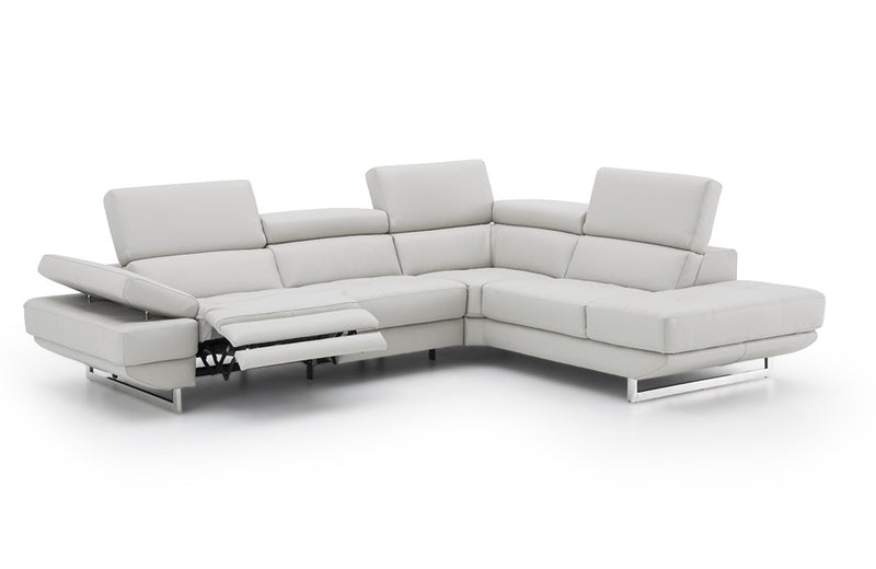 The Annalaise Leather Recliner Sectional Sofa Silver Grey