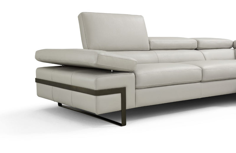 Rimini Italian Leather Sectional Sofa Light Grey