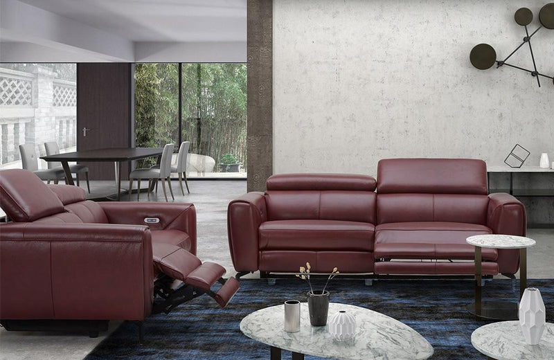 Scuzzo Merlot Reclining Leather Sofa