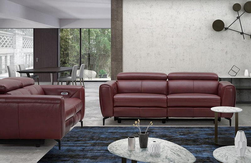 Scuzzo Merlot Reclining Leather Sofa