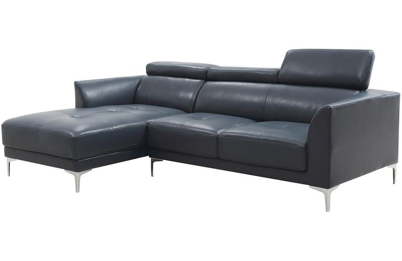 Aarav Blue Leather Sectional Sofa