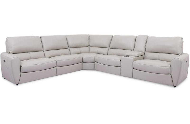 Simon Grey  6 PC Leather Sectional Sofa