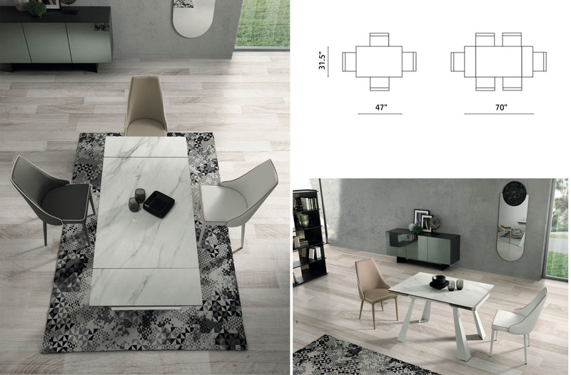 Spello White Ceramic Table with extensions