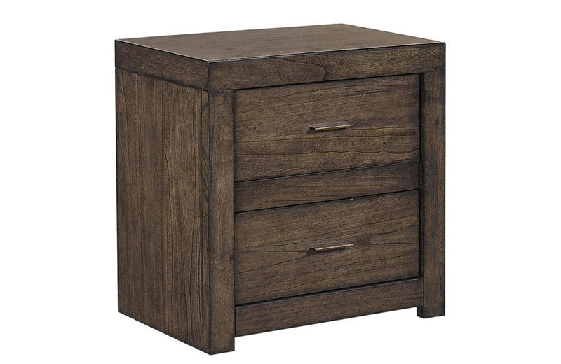 Modern Loft Two Drawer Nightstand Brownstone