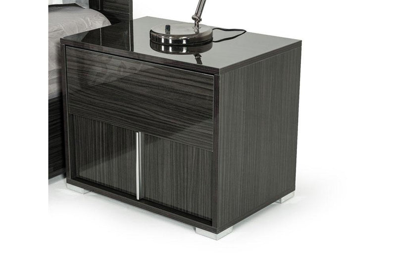 Ari Italian Modern Gray Nightstand