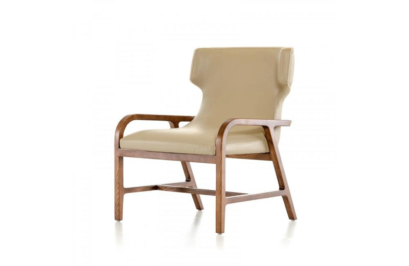 Olenna Modern Taupe & Walnut Accent Chair