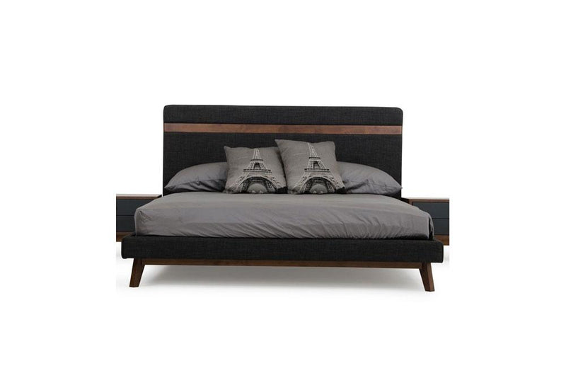 Dali Modern Gray Fabric & Walnut Bed