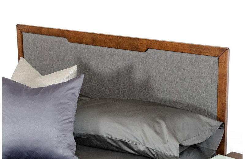 Soria Modern Gray & Walnut Bed