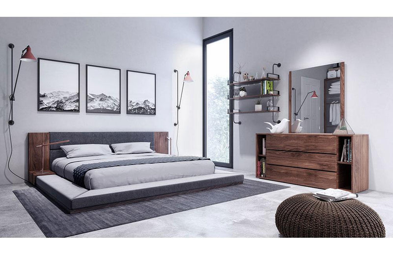 Jagger Modern Dark Gray & Walnut Bedroom Set