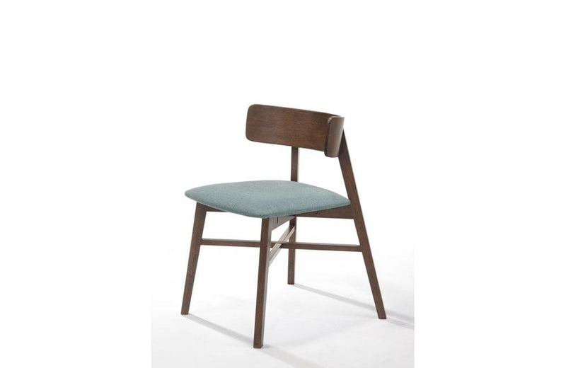 Travis Modern Blue & Walnut Dining Chair