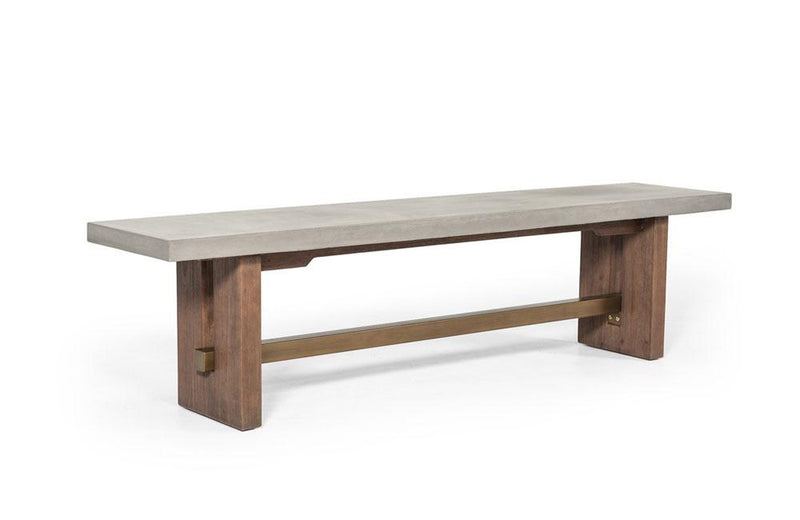 Modern Amos Concrete & Acacia Dining Bench