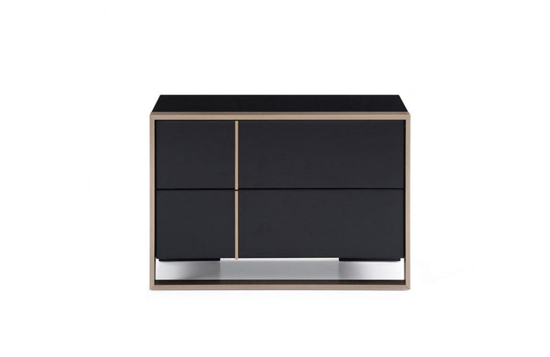 Cartier Modern Black & Brushed Bronze Nightstand