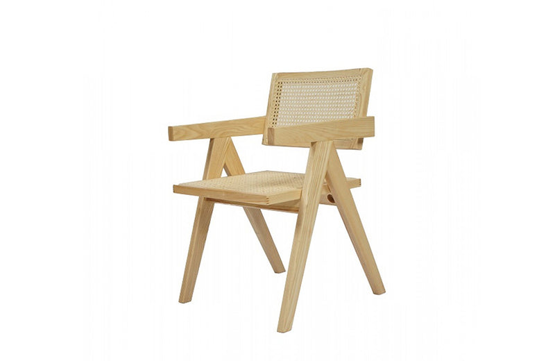 Modrest Aurora Modern Light Rattan and Natural Ash Dining Arm Chair