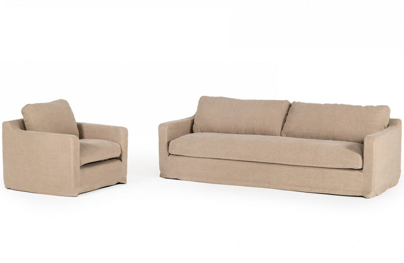 Divani Casa Admiral Modern Classic Sand Fabric Sofa