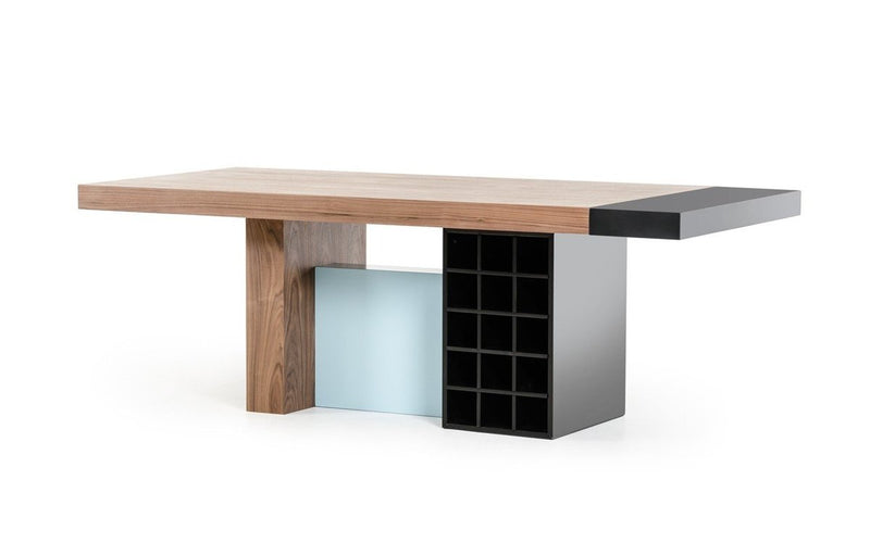 Modrest Aegean Modern Walnut and Teal Dining Table