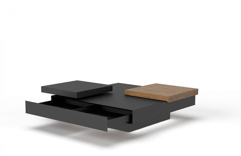 Modrest Ambry Modern Walnut and Flat Black Coffee Table