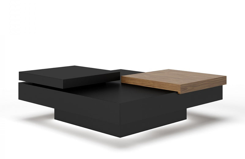 Modrest Ambry Modern Walnut and Flat Black Coffee Table