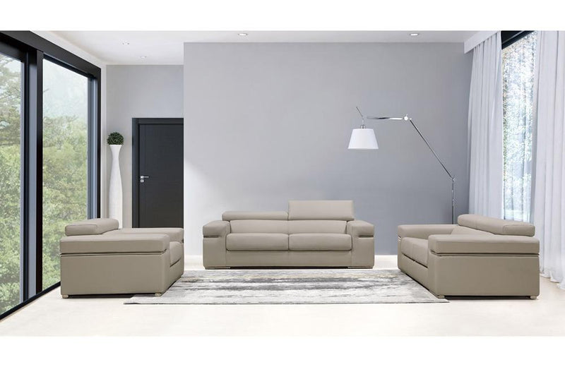 Kendra Modern Light Grey Bonded Leather Sofa Set