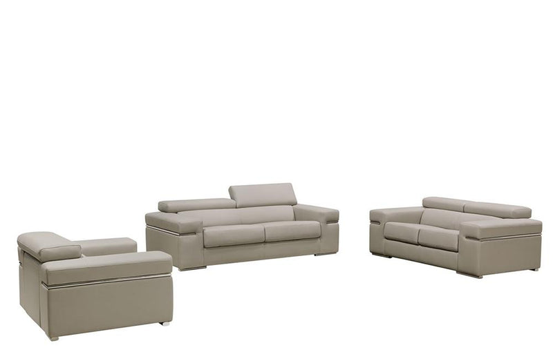 Kendra Modern Light Grey Bonded Leather Sofa Set