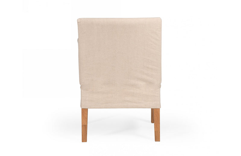 Modrest Axtell Farmhouse Oatmeal Fabric Dining Arm Chair