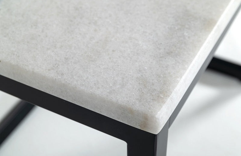 Modrest Baca White Marble + Black Metal End Table